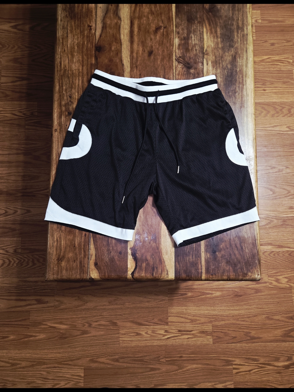 Asaali Men's Black Athletic Mesh Shorts with White Trim
